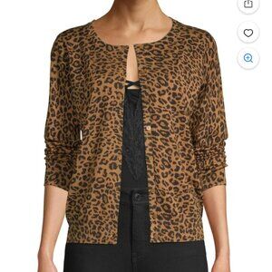 Time and Tru leopard print cardigan size M